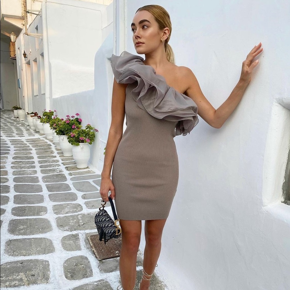 Zara One Shoulder Organza Ruffle Dress NWT - Picture 11 of 16